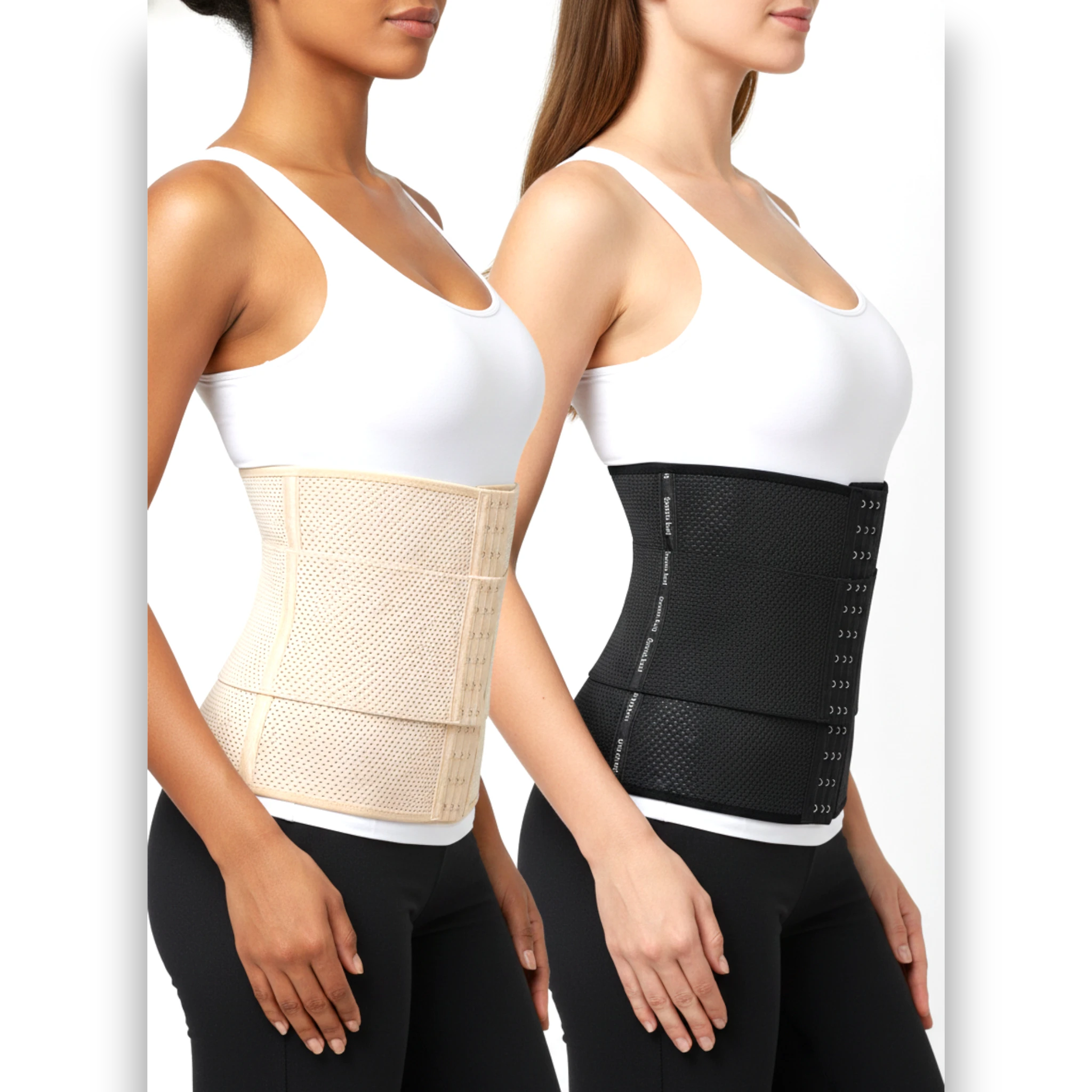 Beige vs black waist trainer comparison — women's tummy control belt Pakistan