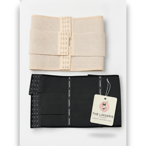 Breathable mesh waist trainer belt in beige and black — The Lingerie Store Pakistan
