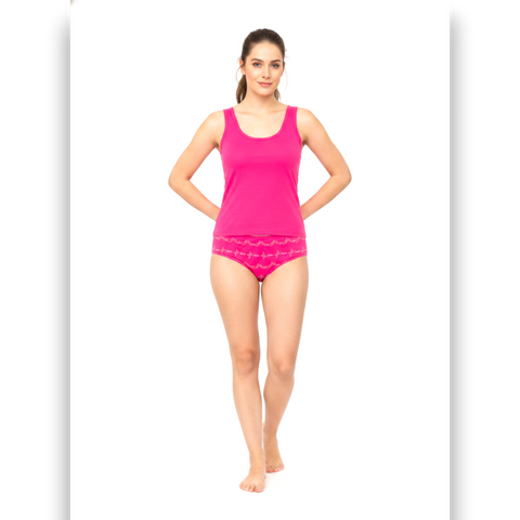Hot pink matching vest and brief set — women's cotton innerwear The Lingerie Store