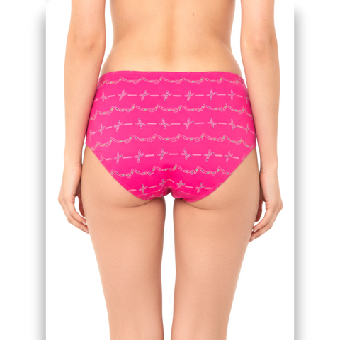 Hot pink cotton brief back view — bold print everyday underwear TLS