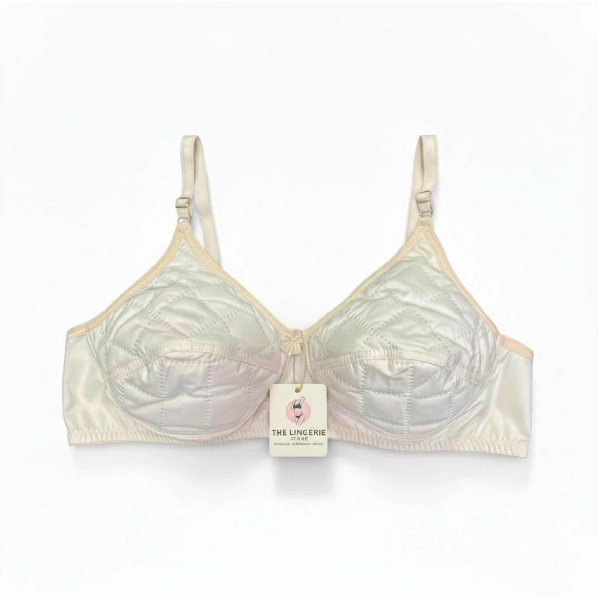 Close-up of premium breathable cotton fabric of TLS off-white lightly padded bra