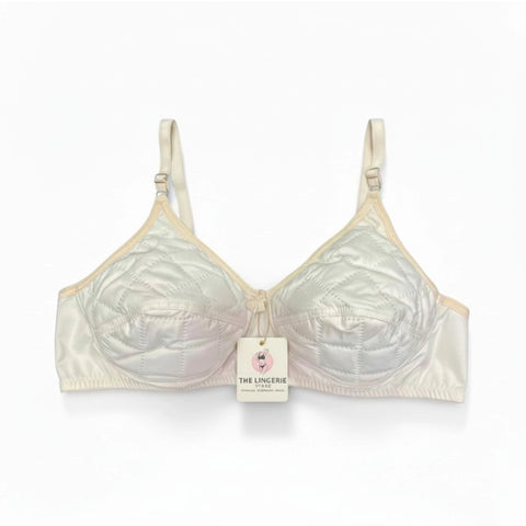 Close-up of premium breathable cotton fabric of TLS off-white lightly padded bra